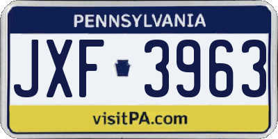 PA license plate JXF3963
