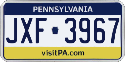 PA license plate JXF3967