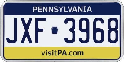 PA license plate JXF3968