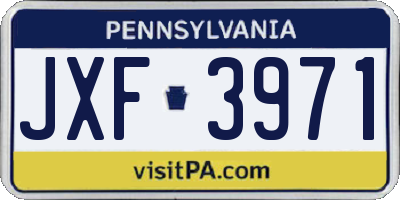 PA license plate JXF3971