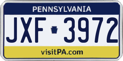 PA license plate JXF3972