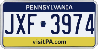 PA license plate JXF3974