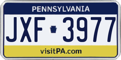 PA license plate JXF3977