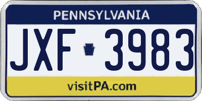 PA license plate JXF3983