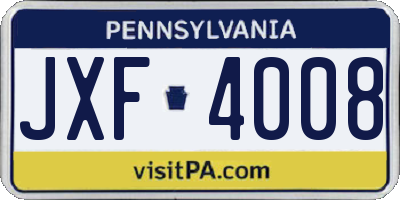 PA license plate JXF4008