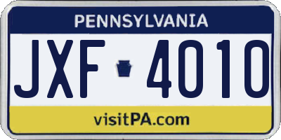 PA license plate JXF4010