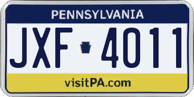 PA license plate JXF4011