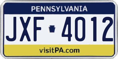 PA license plate JXF4012