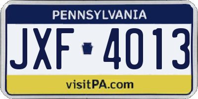 PA license plate JXF4013