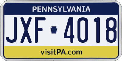 PA license plate JXF4018
