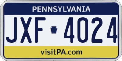 PA license plate JXF4024