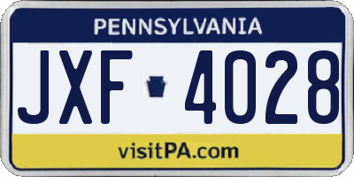 PA license plate JXF4028