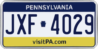 PA license plate JXF4029