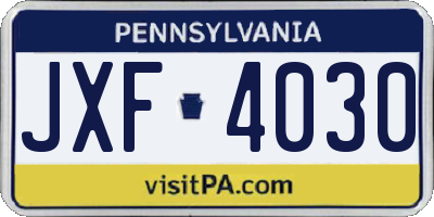 PA license plate JXF4030