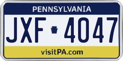 PA license plate JXF4047