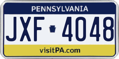 PA license plate JXF4048