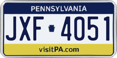 PA license plate JXF4051