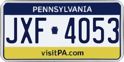 PA license plate JXF4053