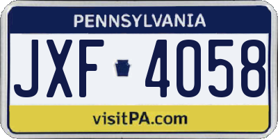 PA license plate JXF4058
