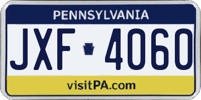 PA license plate JXF4060