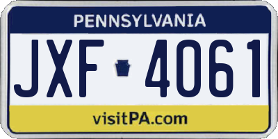 PA license plate JXF4061