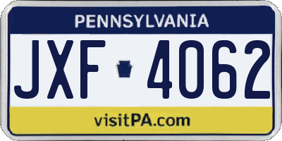 PA license plate JXF4062
