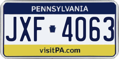 PA license plate JXF4063