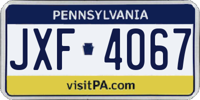 PA license plate JXF4067
