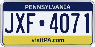 PA license plate JXF4071