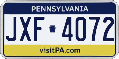 PA license plate JXF4072