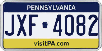 PA license plate JXF4082