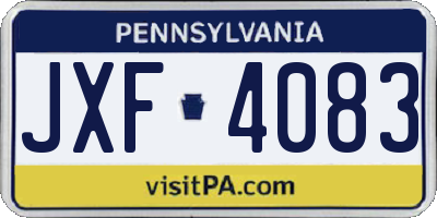 PA license plate JXF4083