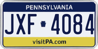 PA license plate JXF4084