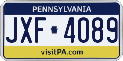 PA license plate JXF4089