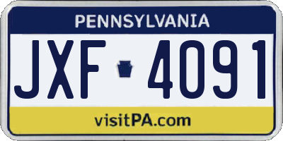 PA license plate JXF4091