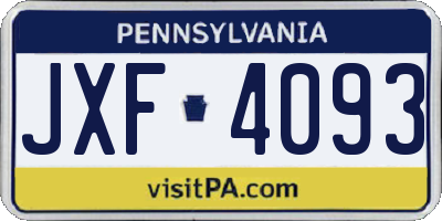 PA license plate JXF4093