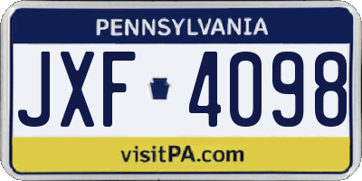 PA license plate JXF4098