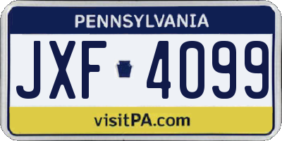 PA license plate JXF4099