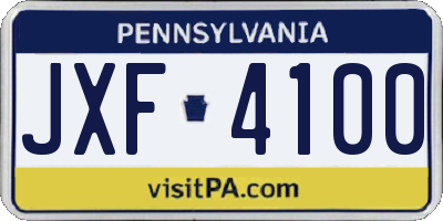 PA license plate JXF4100
