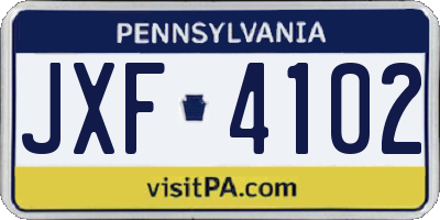 PA license plate JXF4102