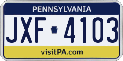 PA license plate JXF4103