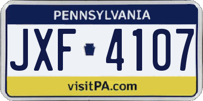 PA license plate JXF4107