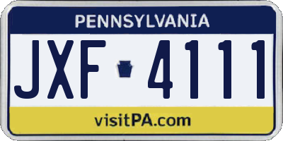PA license plate JXF4111