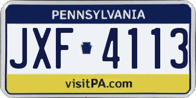 PA license plate JXF4113
