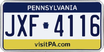 PA license plate JXF4116