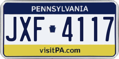 PA license plate JXF4117