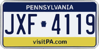 PA license plate JXF4119