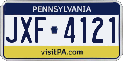 PA license plate JXF4121