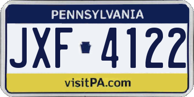 PA license plate JXF4122