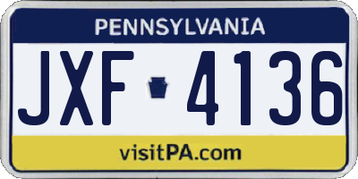 PA license plate JXF4136
